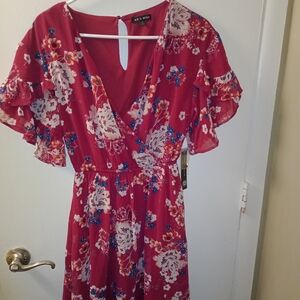 As U Wish Red Floral Midi Dress